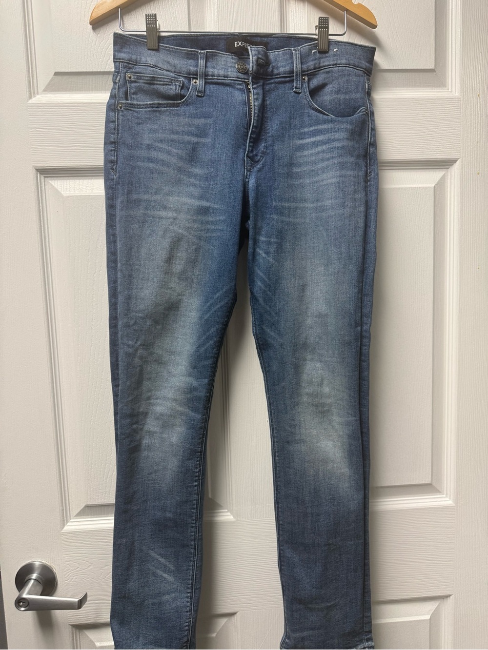 Express Medium Blue Slim Straight Jeans